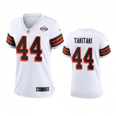 Women Cleveland Browns #44 Sione Takitaki Nike 1946 Collection Alternate Game Limited NFL Jersey - White